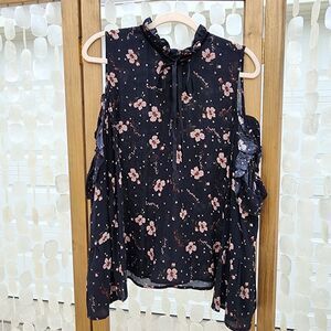 NWT Jeans by Buffalo Top Black Floral Rufffle Whimsigoth Cottagecore Romantic L
